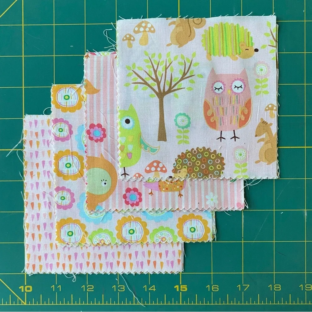 Fabric-(48)-5” squares “Owl & Co” pattern by Riley Blake Designs